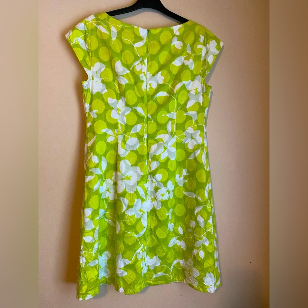 Groovy Lime Green Retro-esque Cap Sleeve Midi Dress *NWOT* - Picture 3 of 5